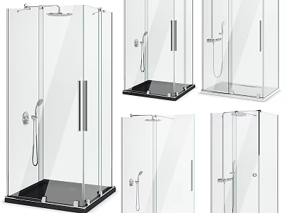 Modern Shower Sauna Glass Enclosure With Sleek Design And Black Base Features 3d model