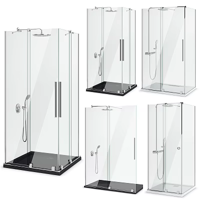 Modern Shower Sauna Glass Enclosure With Sleek Design And Black Base Features 3d model