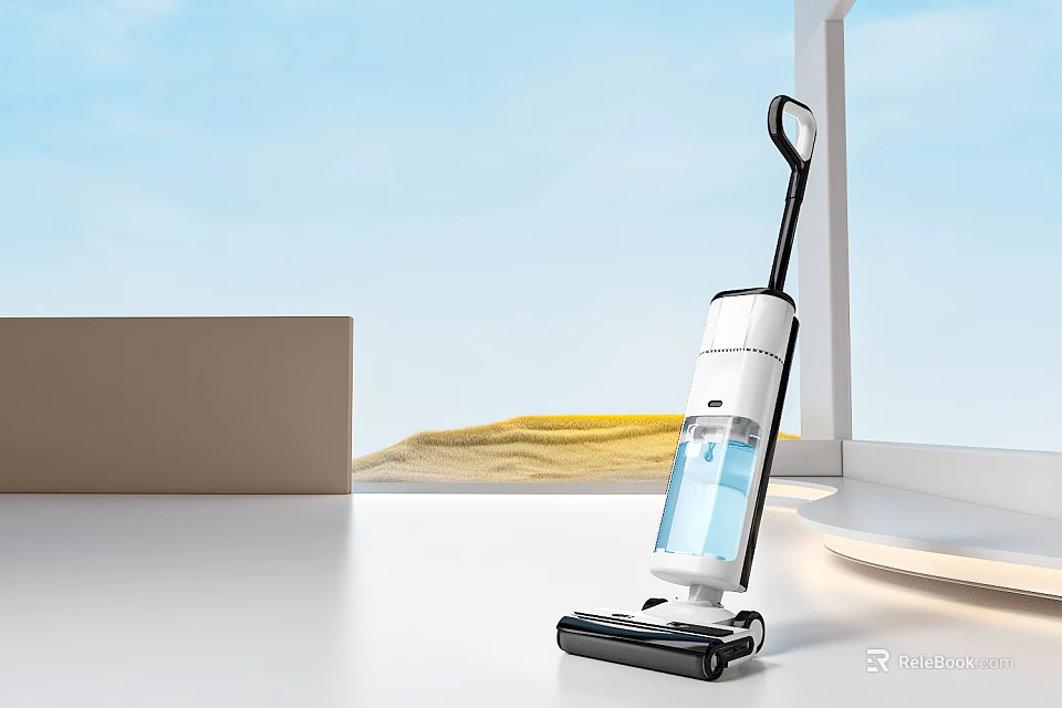 Smart Machine For Floor Cleaning With White Appearance And Water Tank 3d model 