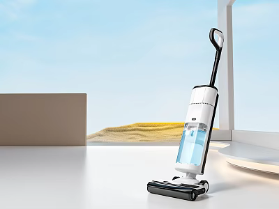 Smart Machine For Floor Cleaning With White Appearance And Water Tank 3d model
