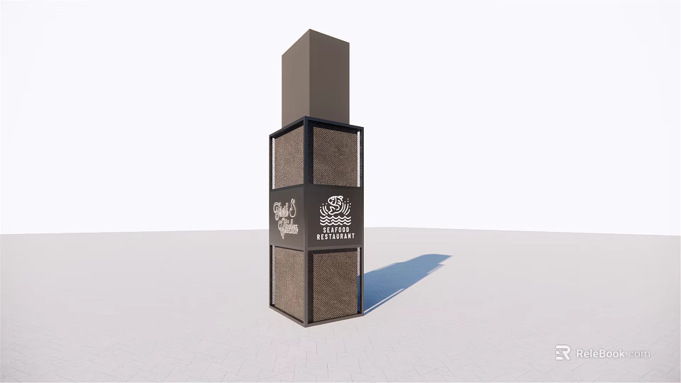 Modern Multi Layered Column Structure With Metal Frame And Textured Panels 3d model 
