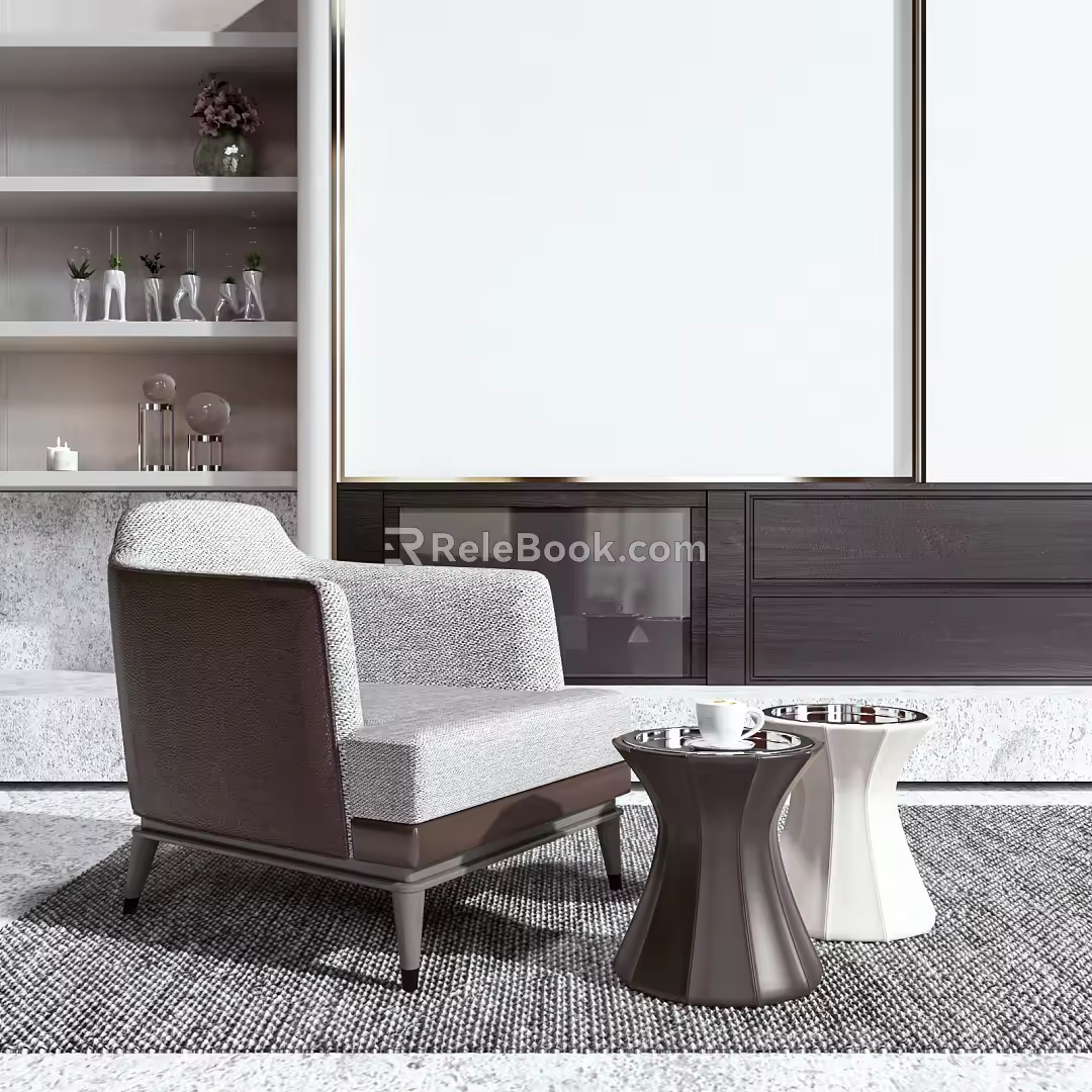 Modern single sofa single sofa side table 3d model