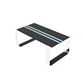 Outdoor Chair With Sleek Black Carbon Fiber Seat Silver Metal Frame And Light Green Stripes