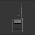 Kitchen Interior Design Featuring Stainless Steel Double Sink With Pull Out Faucet And Metal Stand