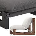 Modern Single Sofa Featuring Light Gray Cushion Wooden Frame And Dark Gray Option
