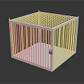 White Cubic Metal Cage Structure With Lock And Vertical Bars Design 3d model
