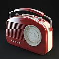 Vintage Radio With Red And Cream Body Handle Dial And Knobs