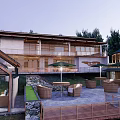 Modern Rural Self built House With Glass Windows Outdoor Terrace And Natural Surroundings