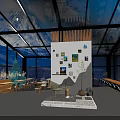 Modern Café Interior With Large Glass Windows Snowy Mountain Views And Art Decorations