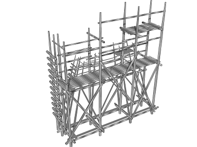 Metal Scaffolding Structure For Construction Projects With Platforms And Frames 3d model
