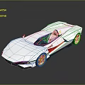 Silver Open Top Sports Car with Sleek Design Red Interior and Reflective Surface