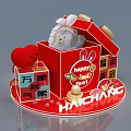 Red Gift Box Decoration With LOVE Lettering Vientiane New HAICHANG Heart Shapes And Fans