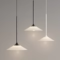 Three Modern Pendant Lights With White Shades And Black Bases In Minimalist Style