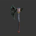 Medieval Battle Axe Weapon with Rustic Bladed Head Wooden Handle and Metallic Tip Design