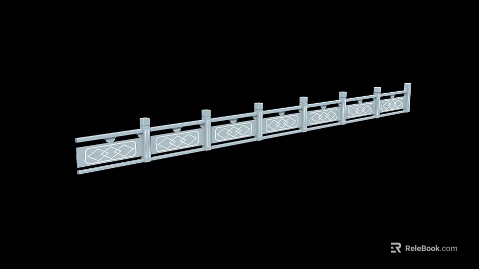 White Ornamental Railing With Intricate Decorative Patterns For Outdoor Garden Use 3d model