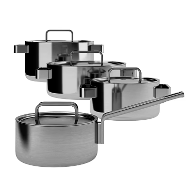 Modern pot stainless steel cookware 3d model Modern pot stainless steel cookware 3d model