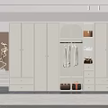 Modern Wardrobe Design With Hanging Rods Drawers And Glass Door Storage Section