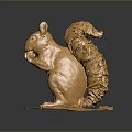 Golden Squirrel Decorative Ornament With Shiny Surface And Wooden Base For Home Decoration