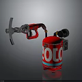 Worker Operating Red OLO Sprayer Equipment For Plant Treatment Task