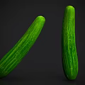 Fresh Green Whole Cucumbers With Vibrant Stripes And Smooth Texture On Dark Background