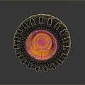 Car Tire With Black Tread And Orange Rim Detailed Close Up View
