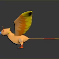 Colorful Flying Animal With Yellow Orange Wings Red Yellow Tail Blue Beak And Orange Body