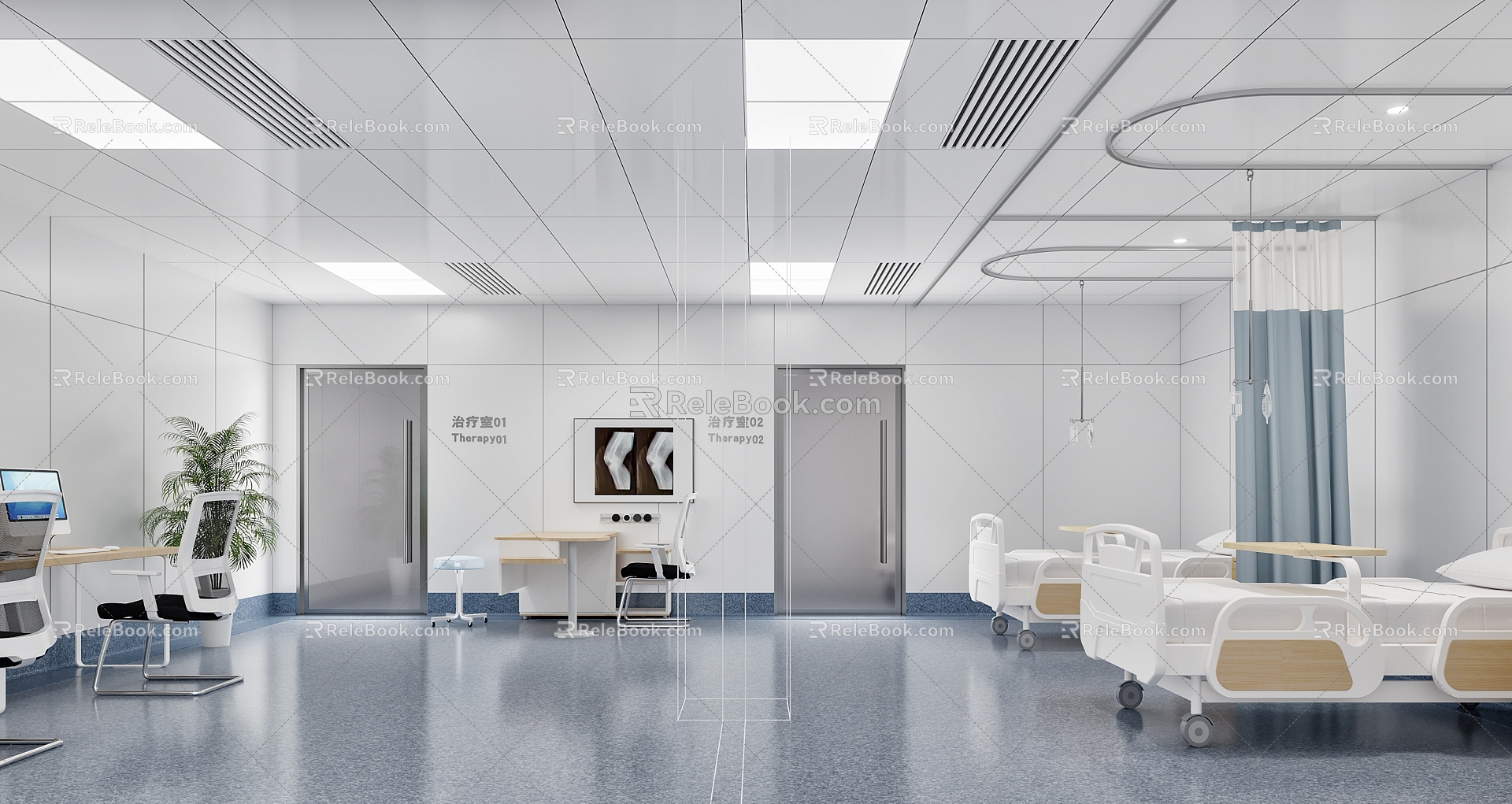 Modern Hospital Treatment Room 3d model