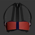 Ergonomic Headband With Black Frame Red Front Panel And Blue Side Straps