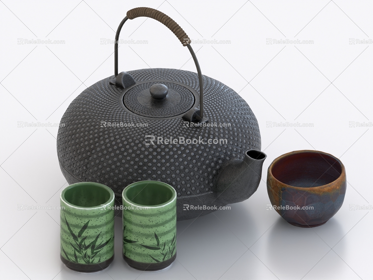 tea set teapot teacup china tea bowl 3d model