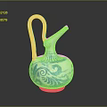 Blue And White Ceramic Watering Can With Spiral Pattern For Household Use
