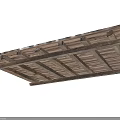 Rustic Wooden Ceiling Design With Exposed Beams And Slatted Structure 3d model