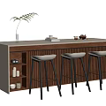 Modern Bar Counter With Light Top Books Berries And Three White Padded Stools