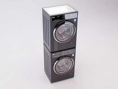 Modern Stackable Washer And Dryer Unit With Front Load Doors And Digital 3d model