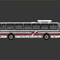 Red And White City Bus With Red Roof Section Body Stripes And Side Windows