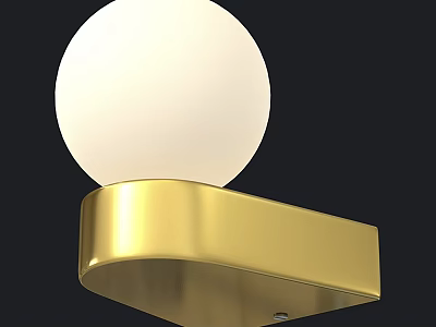 Gold Wall Lamp with White Globe Lampshade Modern Minimalist Design for Home Decor 3d model