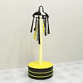 Public Chair With Yellow Base Black Top And Black Yellow Striped Decoration