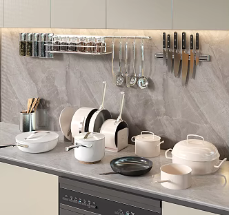 Modern Kitchenware Pot Pan Kitchen Supplies Storage Rack 3d model