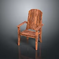 Handcrafted Rustic Wooden Stool With Armrests And Natural Wood Grain Design