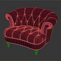 Plum Purple Leather Tufted Armchair With Nailhead Trim And Wooden Legs