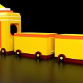 Cartoon Style Yellow Train with Carriages as Fun Photo Taking Spot