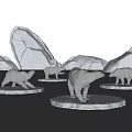 Marine Reptile Sea Turtles Resting On Floating Ice In Arctic Waters With Icebergs