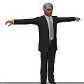 Man In Black Suit With White Shirt And Tie Arms Outstretched Standing Pose 3d model