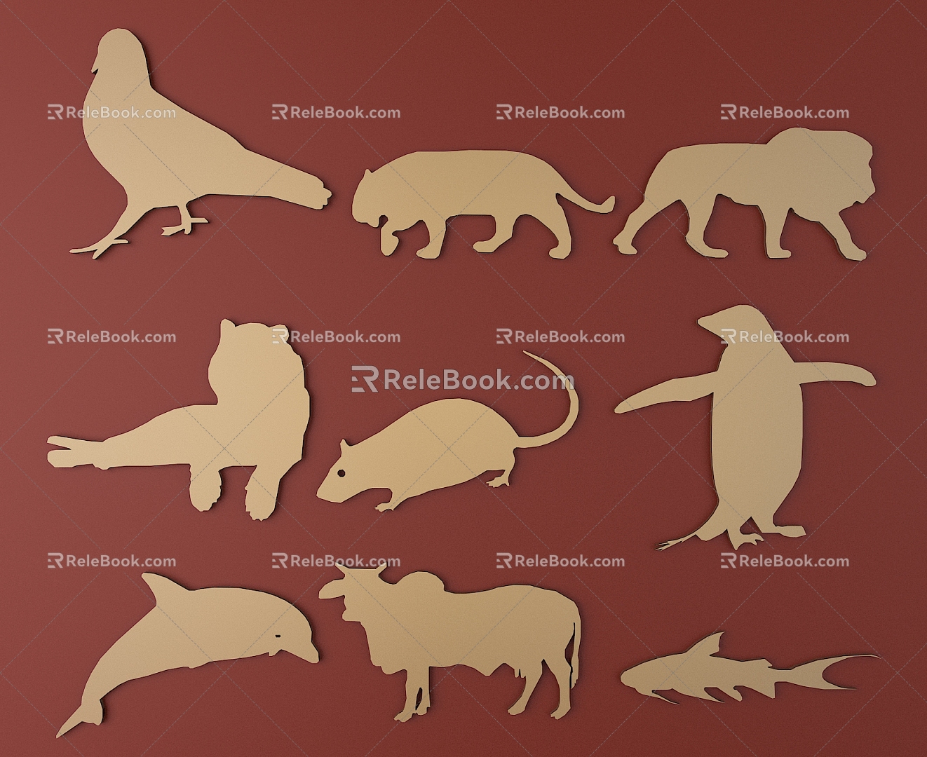 Animal silhouette metal carved animal pattern 3d model