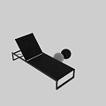 Modern Sofa Bench With Black Striped Cushion And Adjustable Metal Frame