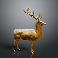 Elegant Golden Brass Deer Statue Decorative Furniture Piece for Home Interiors