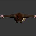 Adventurer Character In Brown Jacket With Hat Standing Near Giant Dinosaur Creature