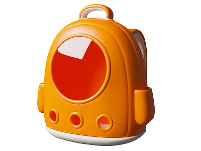 Orange Pet Backpack With Transparent Window Three Round Holes And Cute Design 3d model