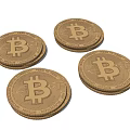 Decorative Ornament Set with Stacked Gold Bitcoin Coins Featuring Bitcoin Symbol B