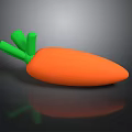 Orange Carrot Model With Green Leaves On Black Background With Reflection