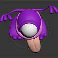 Cartoon Purple Monster Game Movie Character With Big White Eye Green Pupil Sticking Out Tongue 3d model